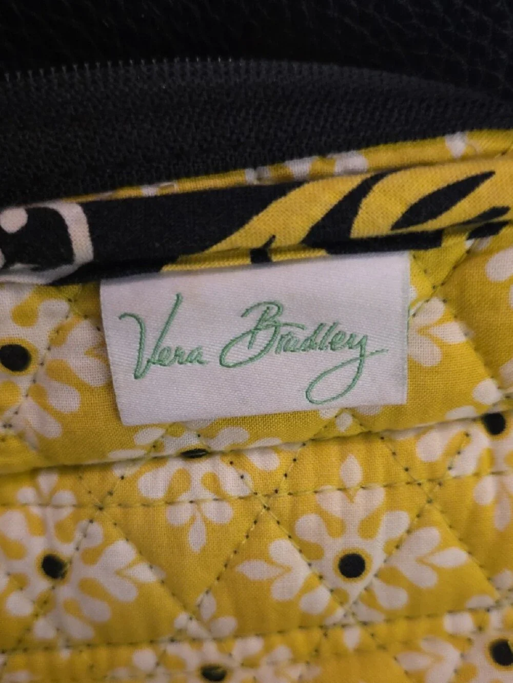 Vera Bradley Quilted Floral Patchwork Backpack — Black, Yellow & Gray